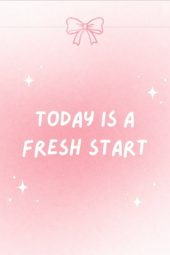 pink pastel wallpaper with minimal white star sparkles and handwritten quote “today is a fresh start”