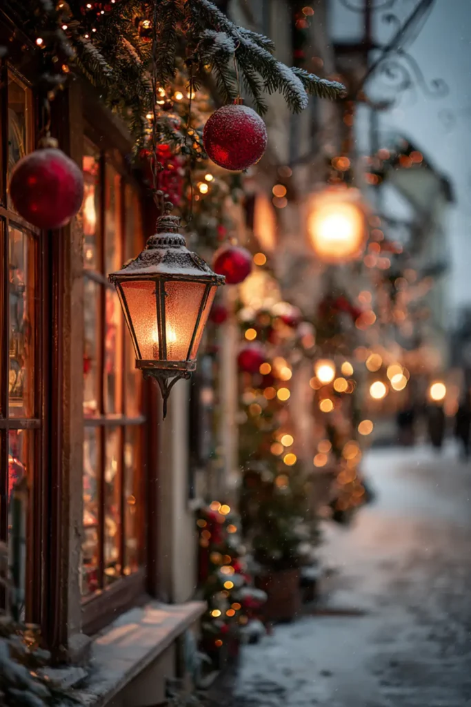 winter wallpaper (2) Rustic winter window with warm interior glow, festive garlands and soft snowflakes.